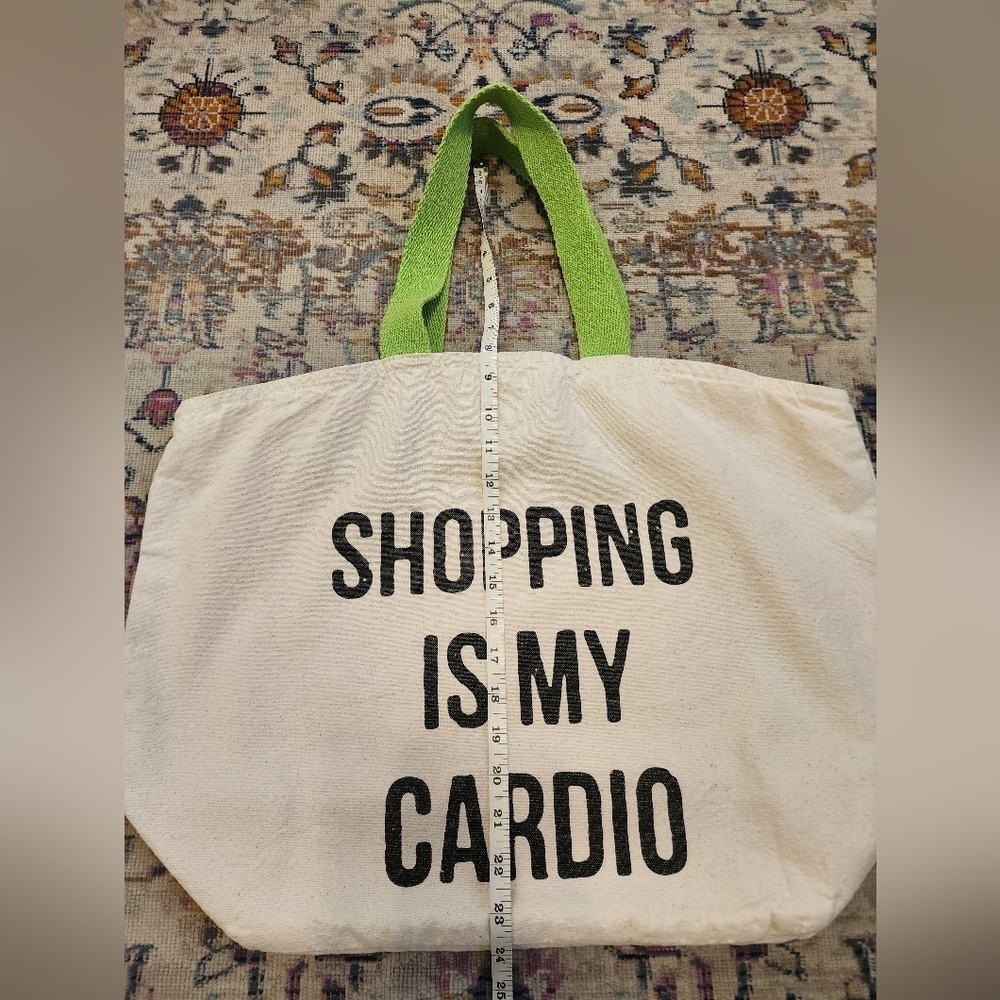 Canvas Graphic Shoulder Tote Bag Lime Handles - Picture 2 of 6